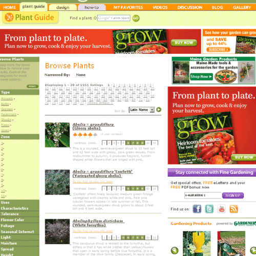Fine Gardening magazine PlantFinder