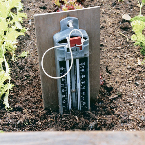 Cold frame min/max thermometer