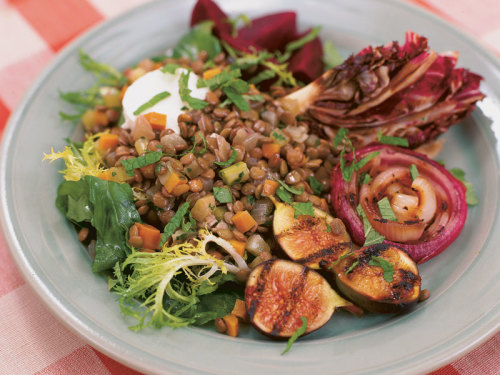 Lentil Salad with Grilled Figs and Vegetables