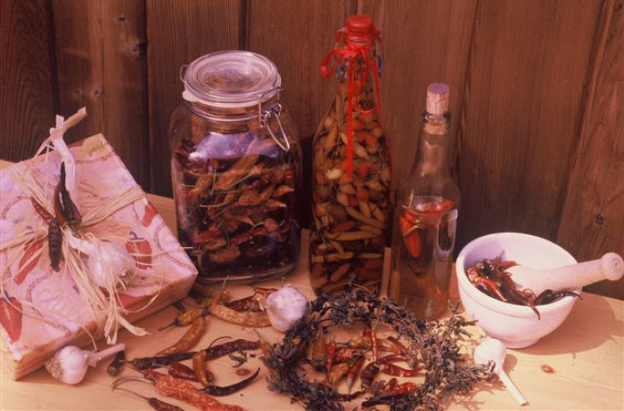 Preserved red chiles