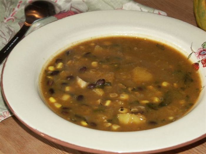 Winter Squash Soup with Black Beans and Corn