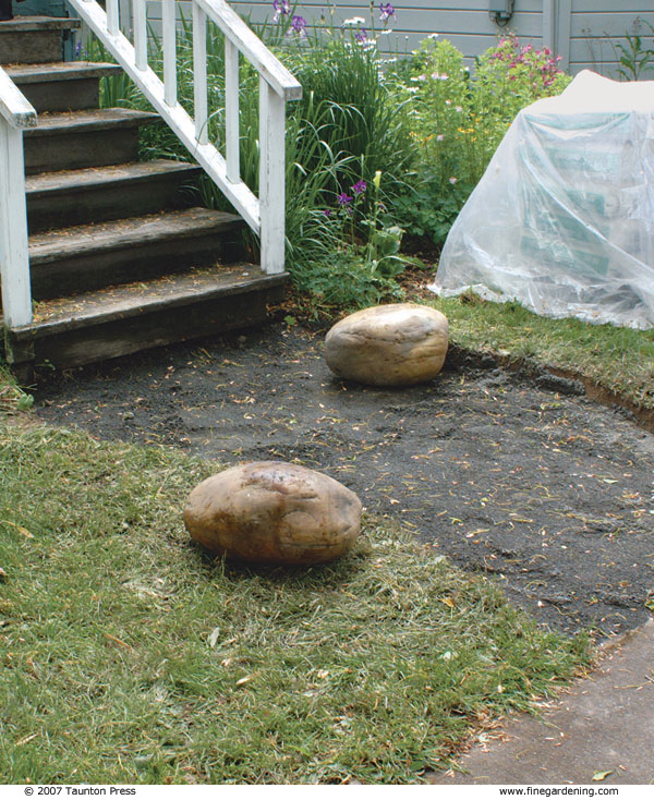 Dig a level base, then add well-tamped crushed gravel. The depth of the base depends on the climate