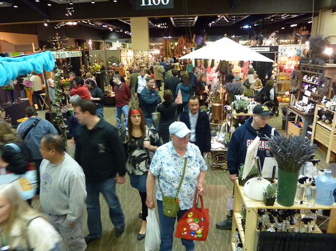 The weekend crowd filled the convention center, perusing products, sampling seminars, and gaping at gorgeous gardens.