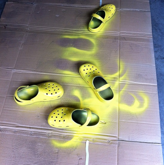 Crocs sprayed yellow